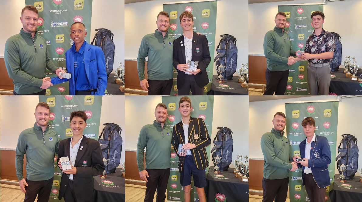 Congratulations to the following winners and thank you to Mossel Bay Golf Club for hosting our Juniors.  A-Division:  1st- Samuel Gouws (-1)  2nd- Dandre Karstens (+1) c-in  3rd- Hawken Lederle (+1) c-out  B-Division:  1st- Ulrich Reyneke (+7)  U13 Gross:  1st- Stephen Swigelaar (+4)  C-Division & Stableford:  1st- Jayvian Adams   2nd- Jandre Michaels