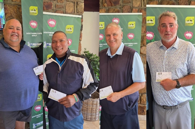 Congratulations to the following players on their achievements at this year’s Championship  A-Division:  1st- Ivan Williams (0)  2nd- Pieter Ferreira (+1)  3rd- Graham Daubern (75 c-in)  Stableford Division:   1st- Colin Perry (38 P)  2nd- Kobus Landman (37 c-in)  3rd- Solly Rautenbach (37 c-out)  4th- Dillon Bown (37 c-out)  5th- Charl Louw(37 c-out)