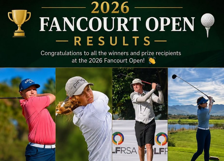 Congratulations to all the winners and prize recipients at the 2026 Fancourt Open! 👏     A-Division 🥇Jordan Groenewald (-4) 🥈Waldo Nienaber (-3) 🥉Matteo Rakotofiringa (-2)    Mid-Am Division 🥇Henk Geldenhuys (-1)    Women’s A-Division 🥇Isabella Ferreira (+1)    B-Division Stableford 🥇Annette Nel — 38 points    A fantastic day of golf at Fancourt, with some excellent performances across all divisions. Congratulations to everyone who took part, and well played to our winners!