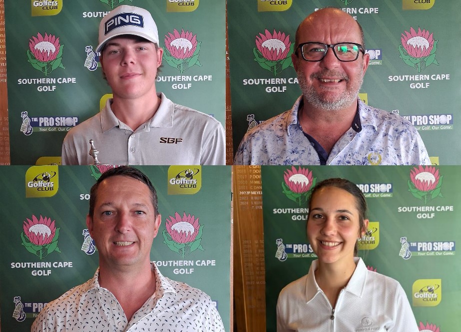 Southern Cape Golf would like to congratulate all the winners and top performers at the 2026 Simola Open. MEN’S A-DIVISION: 1st – Hawken Lederle | 68 (-4), 2nd – Louis Erasmus | 71 (-1), 3rd – Callie Burger | 72 (Level Par). MID-AMATEUR DIVISION: Winner – Louis Erasmus | 71 (-1). WOMEN’S A-DIVISION: Winner – Simone Ferreira | 84. B-DIVISION – STABLEFORD: Winner – Jamie Cremer | 37 Points. Congratulations to all our winners on their outstanding performances!